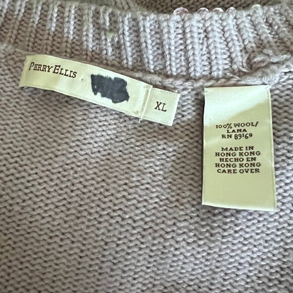 Vintage PERRY ELLIS wool sweater w/ sequins XL - Picture 5 of 5